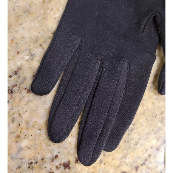 Vintage One Size Black White Patent Leather GoGo Girl 8" Gloves Safety Pin - Picture 7 of 16